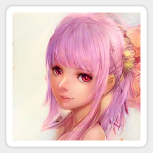 Pink Hair Pretty Anime Girl Magnet